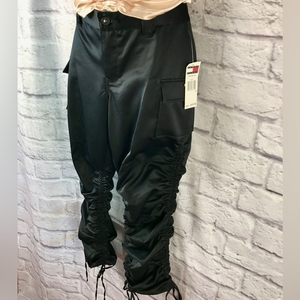 NWT Vintage Y2K Tommy Hilfiger Satin Cinched Leg Crop Cargo Pant Formal‎